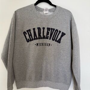 Charlevoix Michigan Crewneck Sweatshirt Womens Medium Gray Graphic Pullover